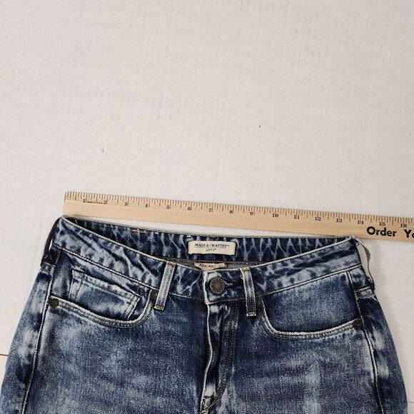 Levis Made & Crafted Jeans Womens 25 Blue Sticks Slim Fit Distressed Made Italy - Picture 14 of 14